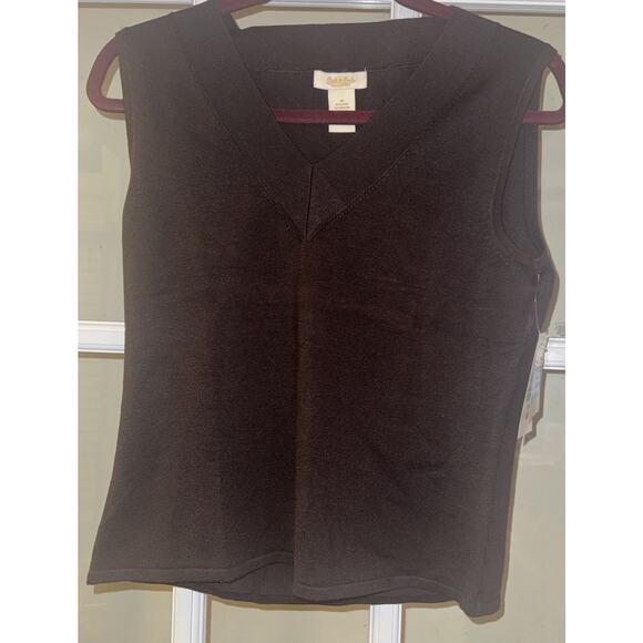 Peck & Peck Tank Top Mocha Brown Medium Sleeveless Stretch Silk Blend NWT - Picture 1 of 6